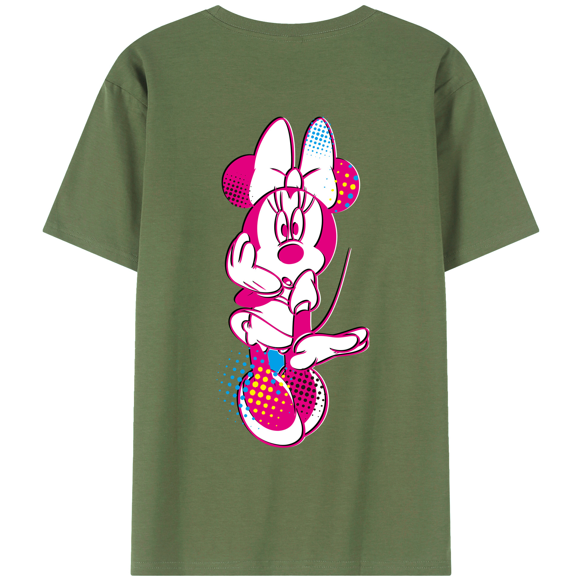 ミッキーマウス Mickey Mouse 綿100％ メンズ半袖Tシャツ（バックプリント） 通気性